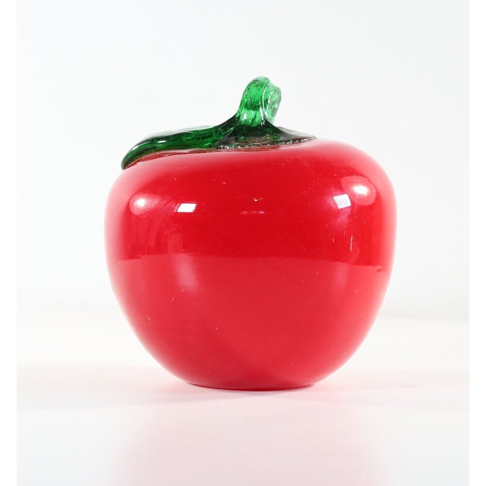 Vintage Hand Blown Apple Or Tomato 3” Vegetable Figurine 1970s Studio Art Glass